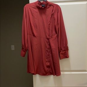 Who What Wear rust colored button up dress